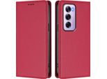 Custodia Per Oppo Reno12 Pro 5G, Custodia Magnetica Antiurto Con Supporto In Finto Cuoio Flip Cover Rosso
