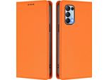 Custodia Per Oppo Find X3 Lite, Custodia Magnetica Antiurto Con Supporto In Finto Cuoio Flip Cover Arancione