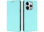 Custodia In Pelle Per Iphone 14 Pro, Flip Case Magnetico In Finto Cuoio Con Supporto Verde Menta