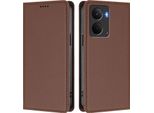 Custodia Per Telefono Cellulare Per Realme P3, Flip Cover In Finto Cuoio Antiurto Magnetica Con Supporto Marrone