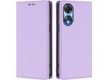 Custodia In Pelle Per Oppo A78 5G, Custodia Magnetica In Finto Cuoio Con Supporto Viola Chiaro