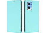 Custodia Per Oppo Find X5 Lite, Flip Cover In Finto Cuoio Antiurto Magnetica Con Supporto Turchese