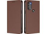Custodia Per Motorola Moto G71 5G, Flip Cover In Finto Cuoio Antiurto Magnetica Con Supporto Marrone