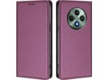 Custodia Per Oppo Reno12 F 5G/Reno12 F 4G, Flip Cover In Finto Cuoio Antiurto Magnetica Con Supporto Viola