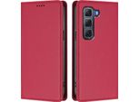 Custodia In Pelle Per Infinix Hot 60 Pro 4G, Custodia Magnetica In Finto Cuoio Con Supporto Rosso