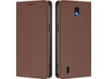 Custodia In Pelle Per Nokia C01 Plus/Nokia C1 2Nd Edition, Custodia Flip Magnetica In Finto Cuoio Con Supporto Marrone