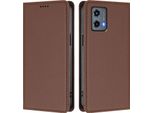 Custodia Per Motorola Moto G 5G 2023, Custodia Magnetica Antiurto Con Supporto In Finto Cuoio Flip Cover Marrone