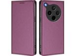 Custodia In Pelle Per Oppo Find X8S+, Custodia Flip Magnetica In Finto Cuoio Con Supporto Viola
