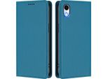 Custodia Per Iphone Xr, Flip Case In Finto Cuoio Antiurto Magnetico Con Supporto Blu