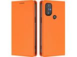 Custodia Per Motorola Moto G Power 2022, Custodia Magnetica Antiurto Con Supporto In Finto Cuoio Flip Cover Arancione