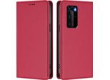 Custodia Per Telefono Cellulare Per Huawei P40 Pro, Flip Cover In Finto Cuoio Antiurto Magnetica Con Supporto Rosso