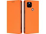 Custodia In Pelle Per Google Pixel 5 Xl/Pixel 4A 5G, Custodia Flip Magnetica In Finto Cuoio Con Supporto Arancione