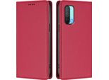 Custodia Per Telefono Cellulare Per Oneplus Nord Ce 5G, Flip Cover In Finto Cuoio Antiurto Custodia Magnetica Con Supporto Rosso