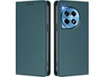 Custodia In Pelle Per Oneplus 12, Flip Case Magnetico In Finto Cuoio Con Supporto Verde