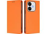 Custodia Per Telefono Cellulare Per Itel A80, Flip Cover In Finto Cuoio Antiurto Custodia Magnetica Con Supporto Arancione