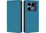 Custodia In Pelle Per Infinix Note 40 4G, Custodia Flip Magnetica In Finto Cuoio Con Supporto Lake Blu