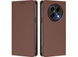 Custodia In Pelle Per Oppo F27 Pro / F27 Pro+, Custodia Magnetica In Finto Cuoio Con Supporto Marrone