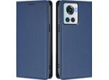 Custodia In Pelle Per Oneplus 10R, Flip Case Magnetico In Finto Cuoio Con Supporto Blu Scuro