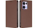 Custodia In Pelle Per Oppo Reno13 Pro 5G, Custodia Magnetica In Finto Cuoio Con Supporto Marrone