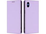 Custodia Per Iphone Xs Max, Flip Cover In Finto Cuoio Antiurto Magnetica Con Supporto Viola