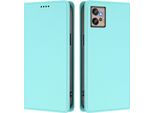 Custodia Per Cellulare Per Motorola Moto G32, Flip Cover In Finto Cuoio Antiurto Magnetica Con Supporto Turchese