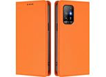 Custodia In Pelle Per Oppo A94 5G, Custodia Magnetica In Finto Cuoio Con Supporto Arancione