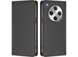 Custodia In Pelle Per Oppo Find X8, Flip Case Magnetico In Finto Cuoio Con Supporto Nero