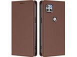 Custodia Per Motorola Moto G 5G 2020, Custodia Magnetica Antiurto Con Supporto In Finto Cuoio Flip Cover Marrone