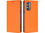 Custodia Per Motorola Moto G Stylus 2022 5G, Custodia Magnetica Antiurto Con Supporto In Finto Cuoio Flip Cover Arancione