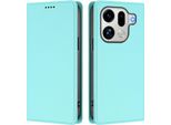 Custodia Per Oppo Find X9 Pro, Flip Cover In Finto Cuoio Antiurto Magnetica Con Supporto Turchese