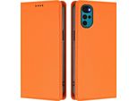 Custodia In Pelle Per Motorola Moto G22 / Moto E22S, Custodia Flip Magnetica In Finto Cuoio Con Supporto Arancione