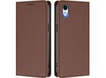 Custodia Per Iphone Xr, Custodia Flip In Finto Cuoio Antiurto Magnetica Con Supporto Marrone