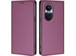 Custodia In Pelle Per Oppo Reno10 / Reno10 Pro 5G, Flip Case Magnetico In Finto Cuoio Con Supporto Viola