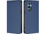 Custodia In Pelle Per Oneplus 9 Pro, Flip Case Magnetico In Finto Cuoio Con Supporto Blu Scuro