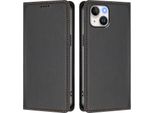 Custodia In Pelle Per Iphone 14/Iphone 13, Custodia Flip Magnetica In Finto Cuoio Con Supporto Nero