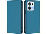 Custodia In Pelle Per Oppo Reno8 5G, Custodia Flip Magnetica In Finto Cuoio Con Supporto Lake Blu