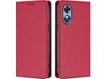 Custodia Per Telefono Cellulare Per Oppo A17/Oppo A17K, Custodia Magnetica Antiurto In Finto Cuoio Flip Cover Con Supporto Rosso