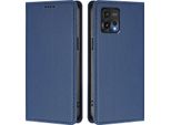 Custodia In Pelle Per Motorola Moto G72, Custodia Flip Magnetica In Finto Cuoio Con Supporto Blu Scuro