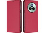 Custodia Per Telefono Cellulare Per Realme P3 Pro, Flip Cover In Finto Cuoio Antiurto Magnetica Con Supporto Rosso