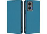 Custodia Per Motorola Moto G Stylus 5G 2024, Flip Cover In Finto Cuoio Antiurto Magnetica Con Supporto Blu