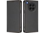 Custodia Per Oppo Find X8S, Flip Cover In Finto Cuoio Antiurto E Magnetica Con Supporto Nero