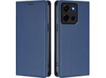 Custodia Per Motorola Moto G 5G 2025, Flip Cover In Finto Cuoio Antiurto Magnetica Con Supporto Blu Scuro