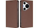 Custodia In Pelle Per Huawei Pura 70 Pro/Pura 70 Pro+, Custodia Flip Magnetica In Finto Cuoio Con Supporto Marrone