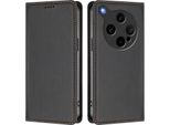 Custodia In Pelle Per Oppo Find X8 Ultra, Flip Case Magnetico In Finto Cuoio Con Supporto Nero