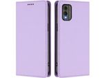Custodia Per Cellulare Per Nokia C32, Flip Cover In Finto Cuoio Antiurto Magnetica Con Supporto Viola