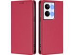 Custodia In Pelle Per Oppo Reno9 / Reno9 Pro 5G, Flip Case Magnetico In Finto Cuoio Con Supporto Rosso