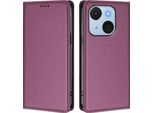 Custodia Per Cellulare Per Itel A50C, Flip Cover In Finto Cuoio Antiurto Magnetica Con Supporto Viola
