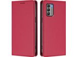Custodia Per Telefono Cellulare Per Nokia G400, Flip Cover In Finto Cuoio Antiurto Magnetica Con Supporto Rosso
