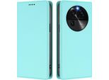 Custodia In Pelle Per Oppo Find X6, Custodia Magnetica In Finto Cuoio Flip Con Supporto Verde Menta