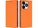Custodia Per Telefono Cellulare Per Itel A70, Flip Cover In Finto Cuoio Antiurto Custodia Magnetica Con Supporto Arancione